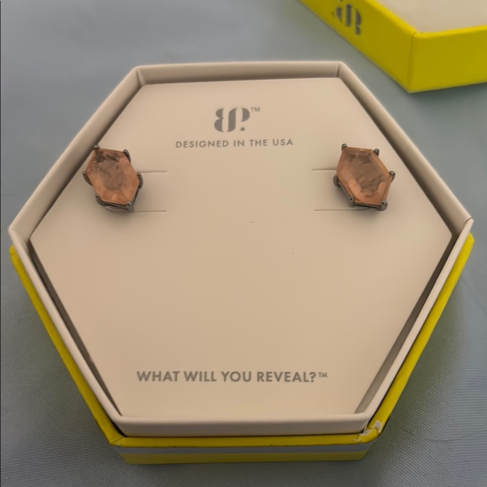 Elegant Hexagon Stud Earrings by Brand